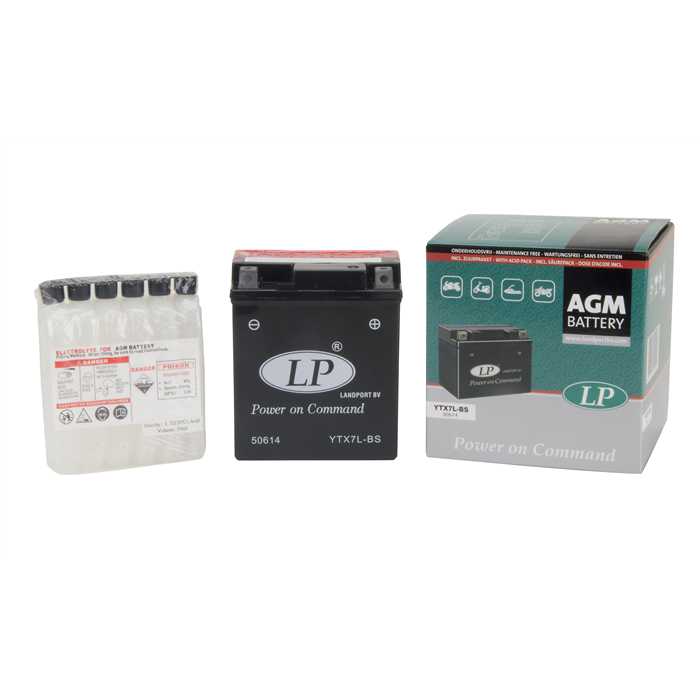Batterie Landport LTX7L-BS 12V 6AH sans entretien agm adapt. (honda pantheon / SH / s-wing / SH / dylan / yamaha ybr 125) (equivalent YTX7L-BS) - vue 2
