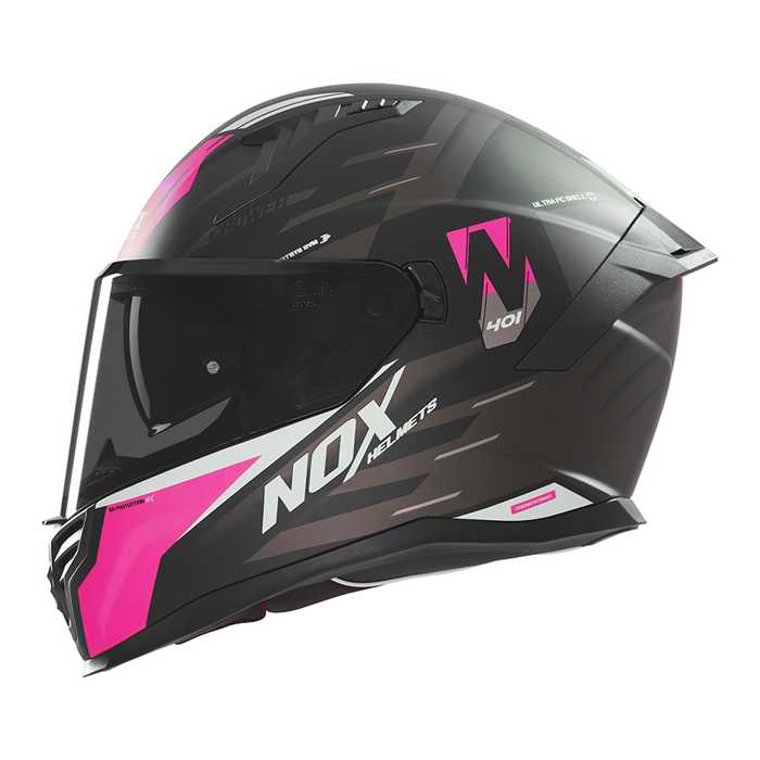 Casque Nox Integral N401 Crower noir mat rose