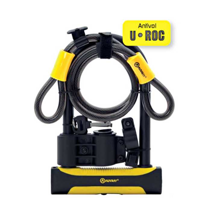 Antivol vélo U Auvray U-Roc 180x245 mm (Ø16 mm) avec câble 1 m (Ø12 mm) niveau sécurité 8/10 - vue 3