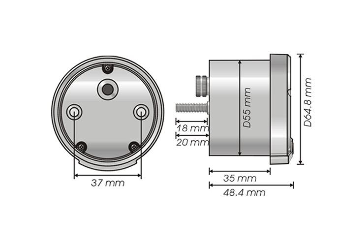 Compte-tours KOSO DL-02R noir - vue 2