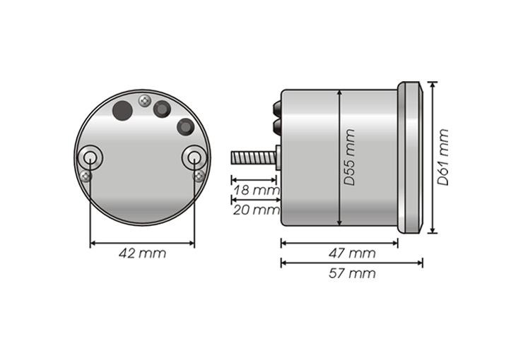 Compte-tours KOSO D55-T - vue 2