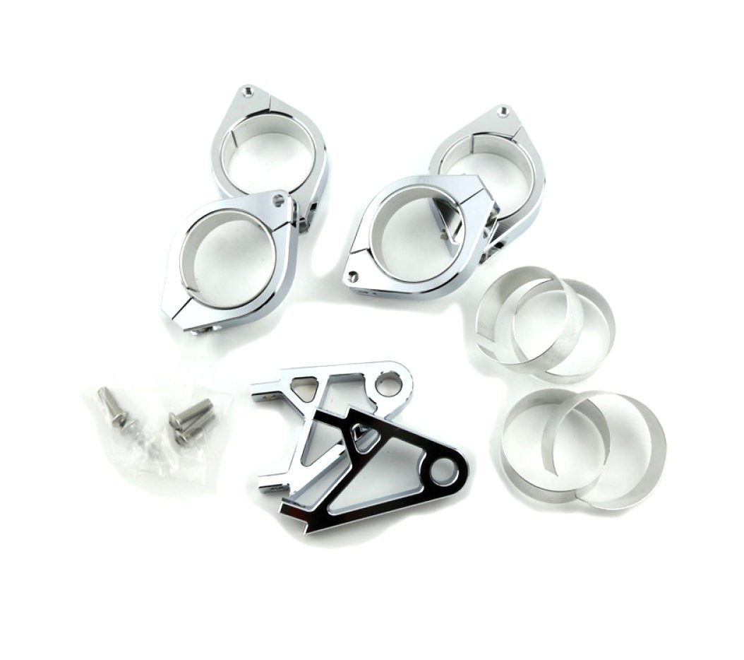 Pattes de phare CNC aluminium HIGHSIDER 35-37 mm chrome