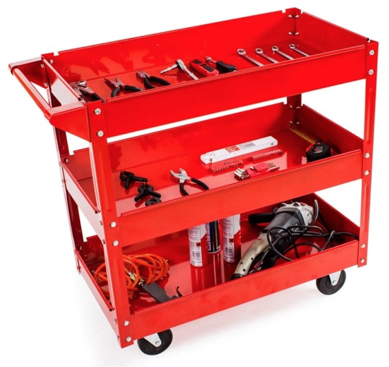 Servante d'atelier roulante en acier rouge universelle Brazoline - vue 3