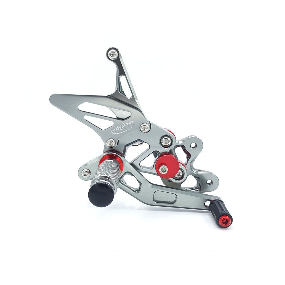 Repose-pieds complets reculés ALPHA TECHNIK titane Suzuki GSX-R600 2006-10 ABE - vue 2
