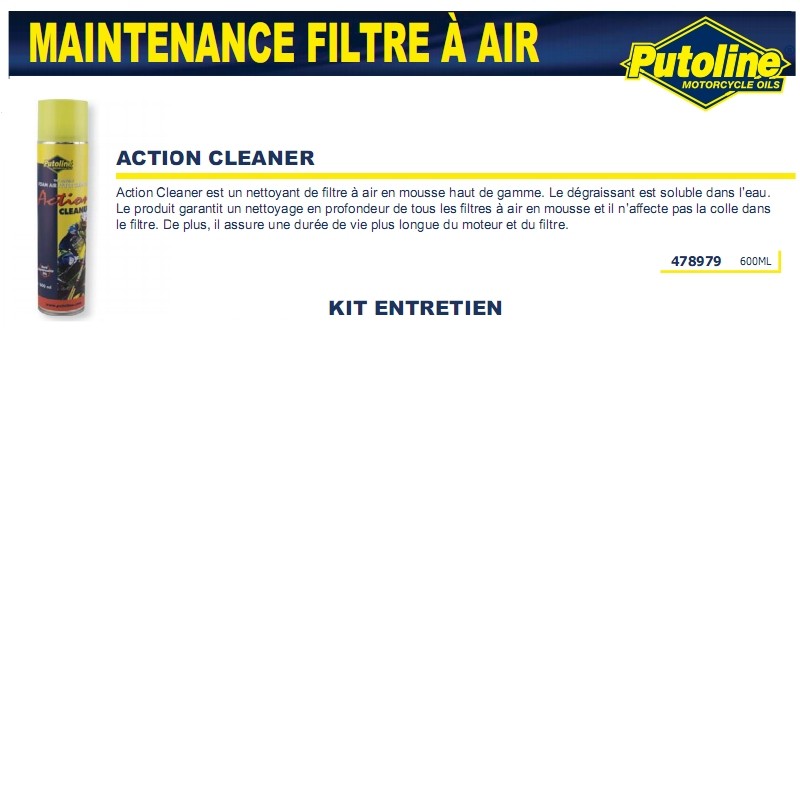 Aérosol 600 ml Entretien filtre à air Action Cleaner PUTOLINE - vue 2