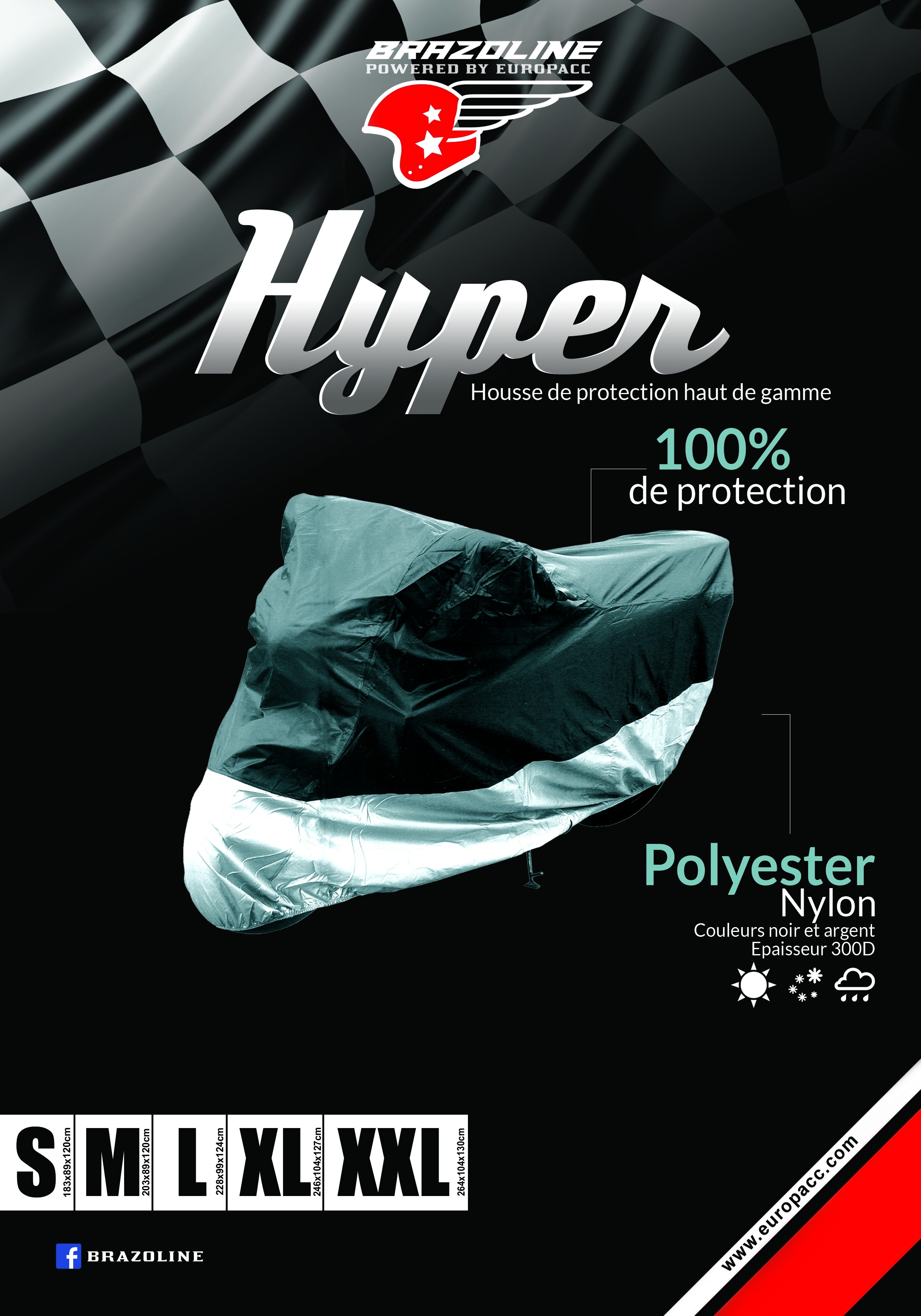 Housse moto BRAZOLINE HYPER taille XL - vue 2