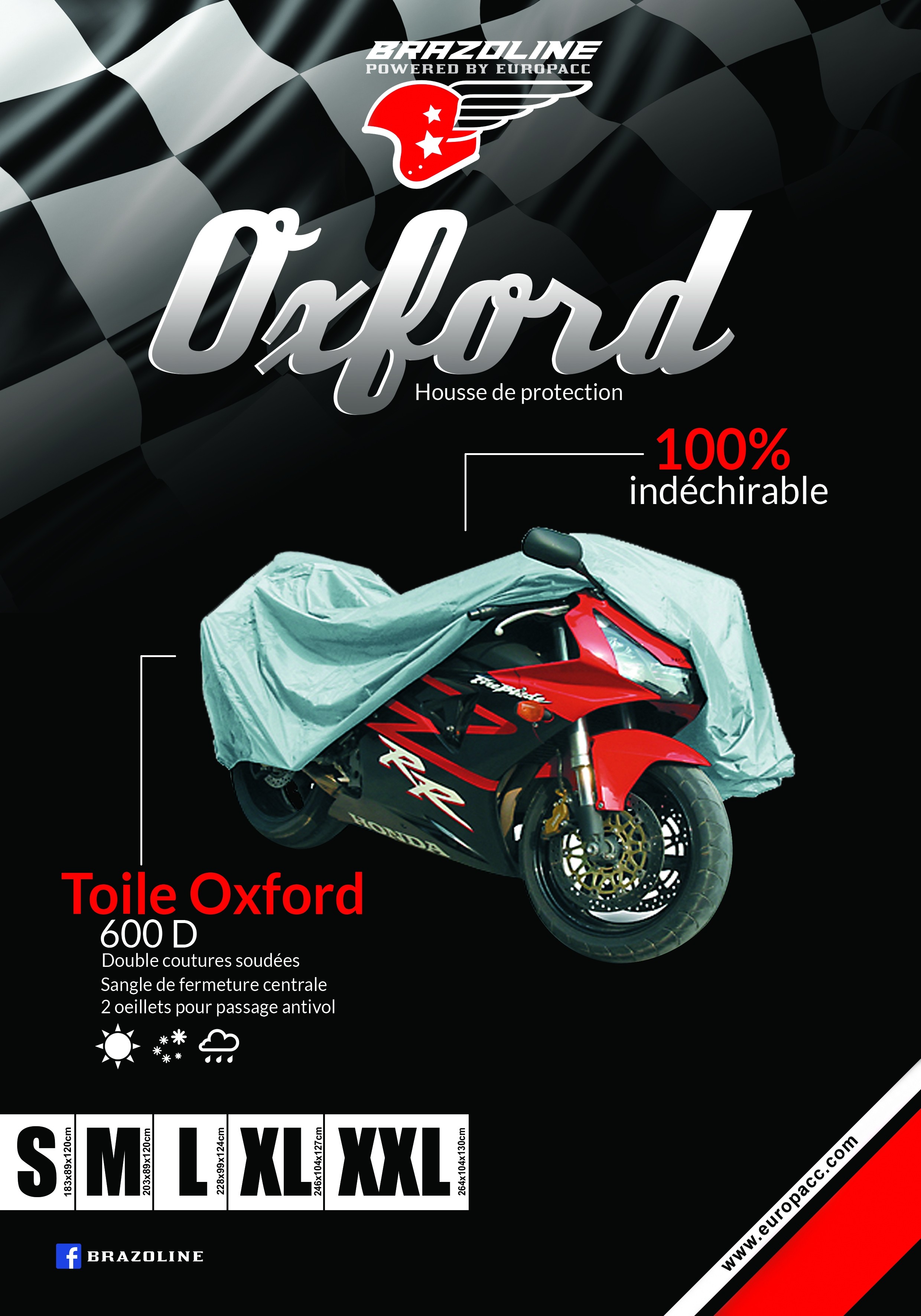 Housse moto Brazoline Oxford taille XL