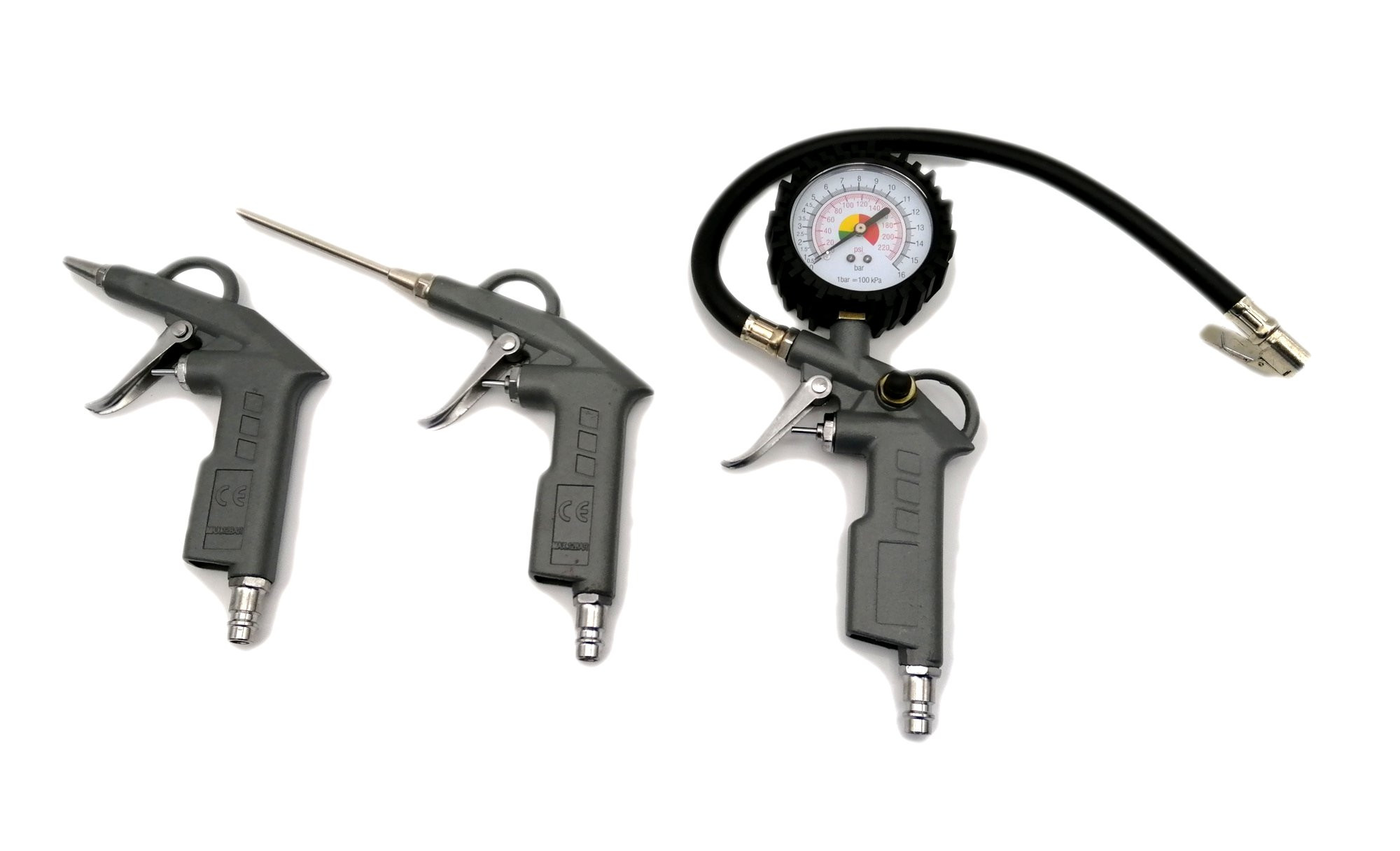 Gonfleur & 2 Soufflettes + 15m Tuyau Flexible et Raccords Pneumatiques BRAZOLINE - vue 2