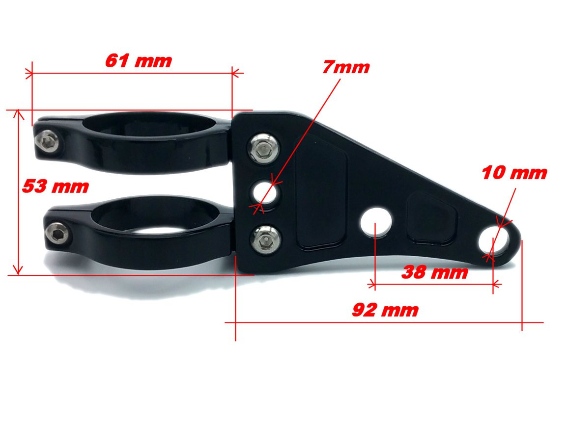 Paire de pattes de phare universelles Ø 38 à 40 mm BRAZOLINE noire - vue 2