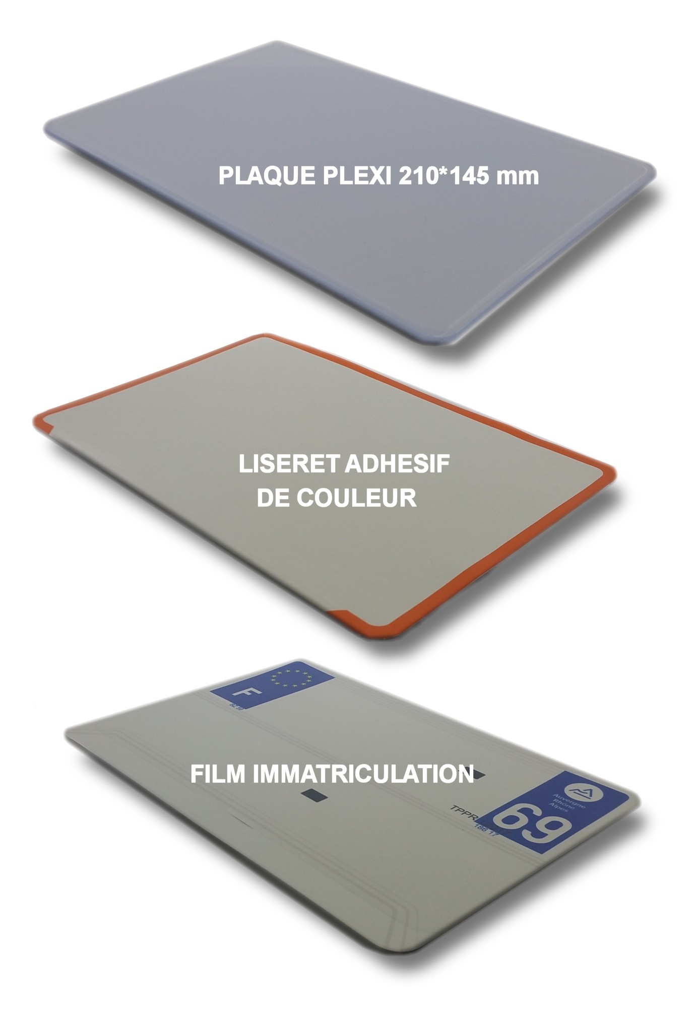 Liseret rose pour plaque immatriculation 210 x 145 mm SPM - vue 2