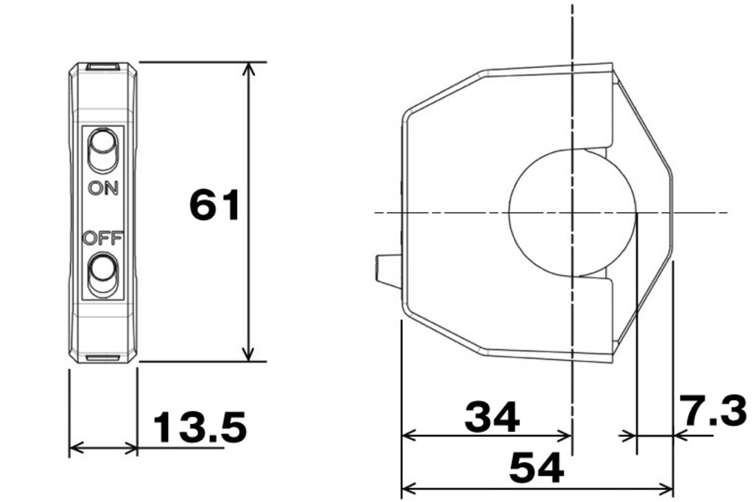 DAYTONA Commodo universel SLIM TYPE 1 interrupteur ON/OFF (réf. 46304) - vue 4