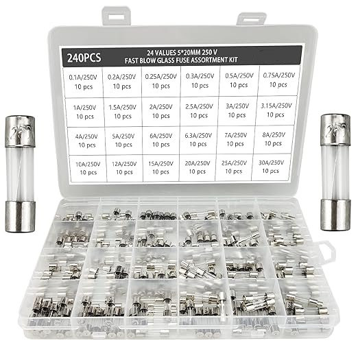 Coffret de 240 fusibles verre BRAZOLINE (0,1/0,2/0,25/0,3/0,5/0,75/1/1,5/2/2,5/3/3,15/4/5/6/6,3/7/8/10/12/15/20/25/30A) - vue 2