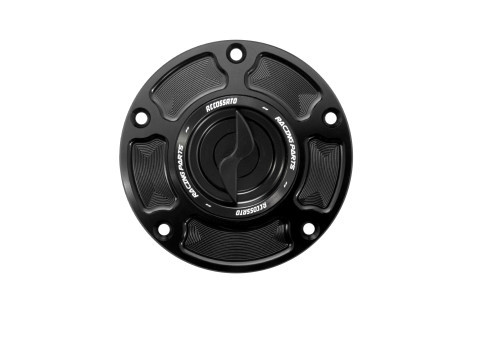 Bouchon de réservoir de carburant Accossato noir avec fermeture rapide aluminium usiné CNC