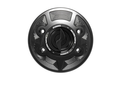Bouchon de réservoir de carburant noir Accossato avec fermeture rapide en aluminium usiné CNC