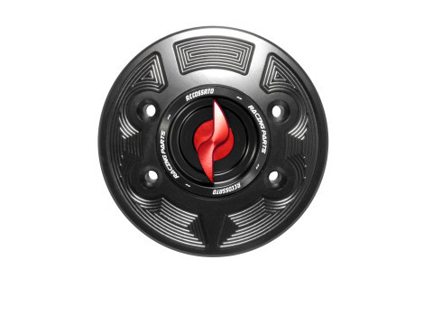 Bouchon de réservoir de carburant Accossato rouge avec fermeture rapide aluminium usiné CNC