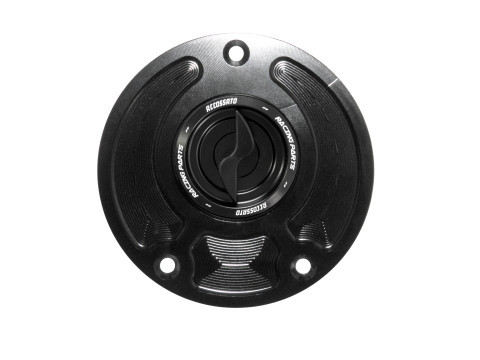 Bouchon de réservoir de carburant Accossato noir avec fermeture rapide aluminium usiné CNC