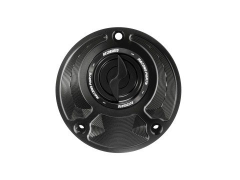 Bouchon de réservoir de carburant Accossato aluminium usiné CNC noir avec fermeture rapide Yamaha - vue 2