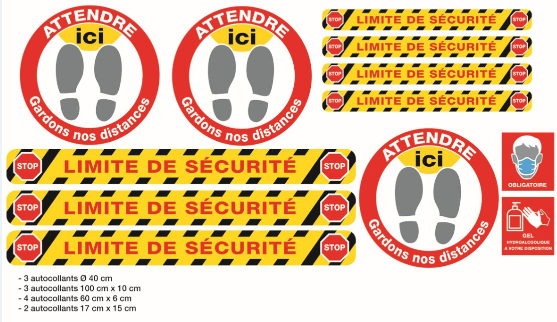 Kit autocollants sol COVID19 BRAZOLINE - vue 2