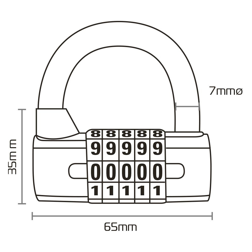 5-digit Combination Padlock Black OXFORD - vue 3