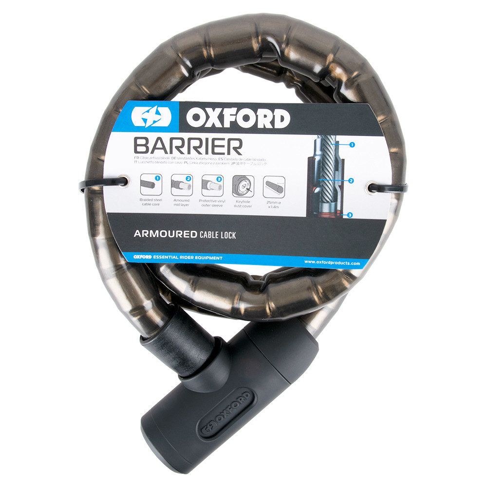 Câble de verrouillage armé OXFORD Barrier 1,4 m x 25 mm Fumé - vue 3