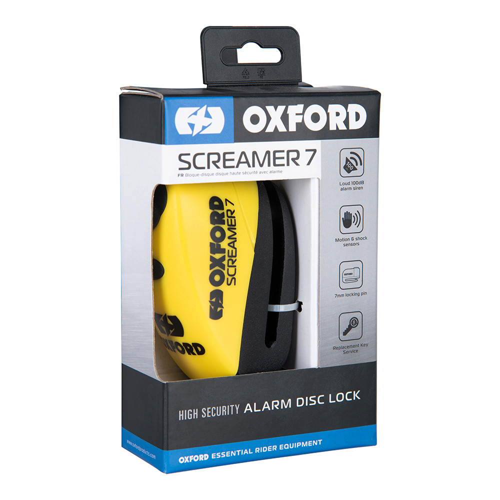 Antivol Disque Screamer7 Alarm OXFORD Jaune/Noir - vue 2