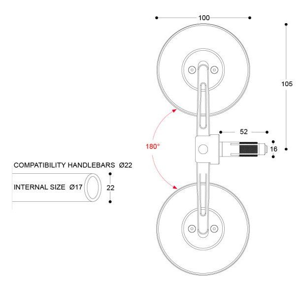 Rétroviseur embout de guidon BARRACUDA Skin-S/Bar End noir (paire) - vue 3
