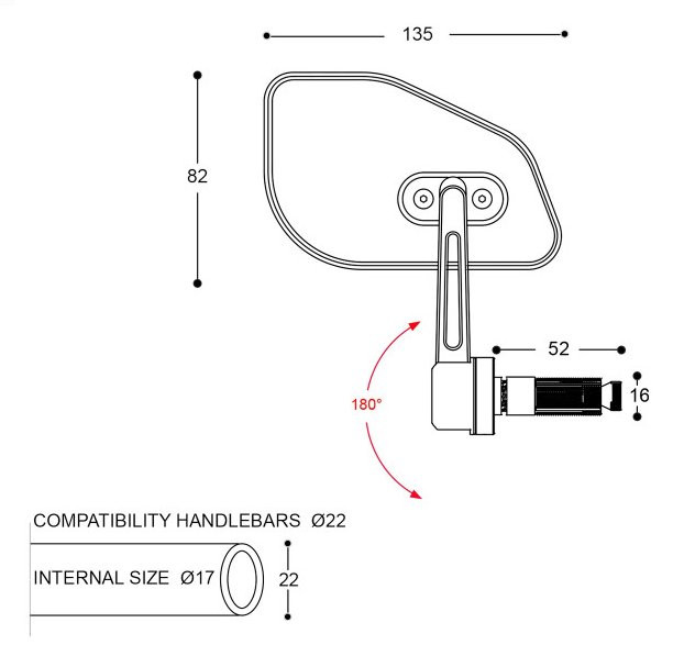 Rétroviseur embout de guidon Barracuda Skin-Z Bar End B-Lux - vue 3