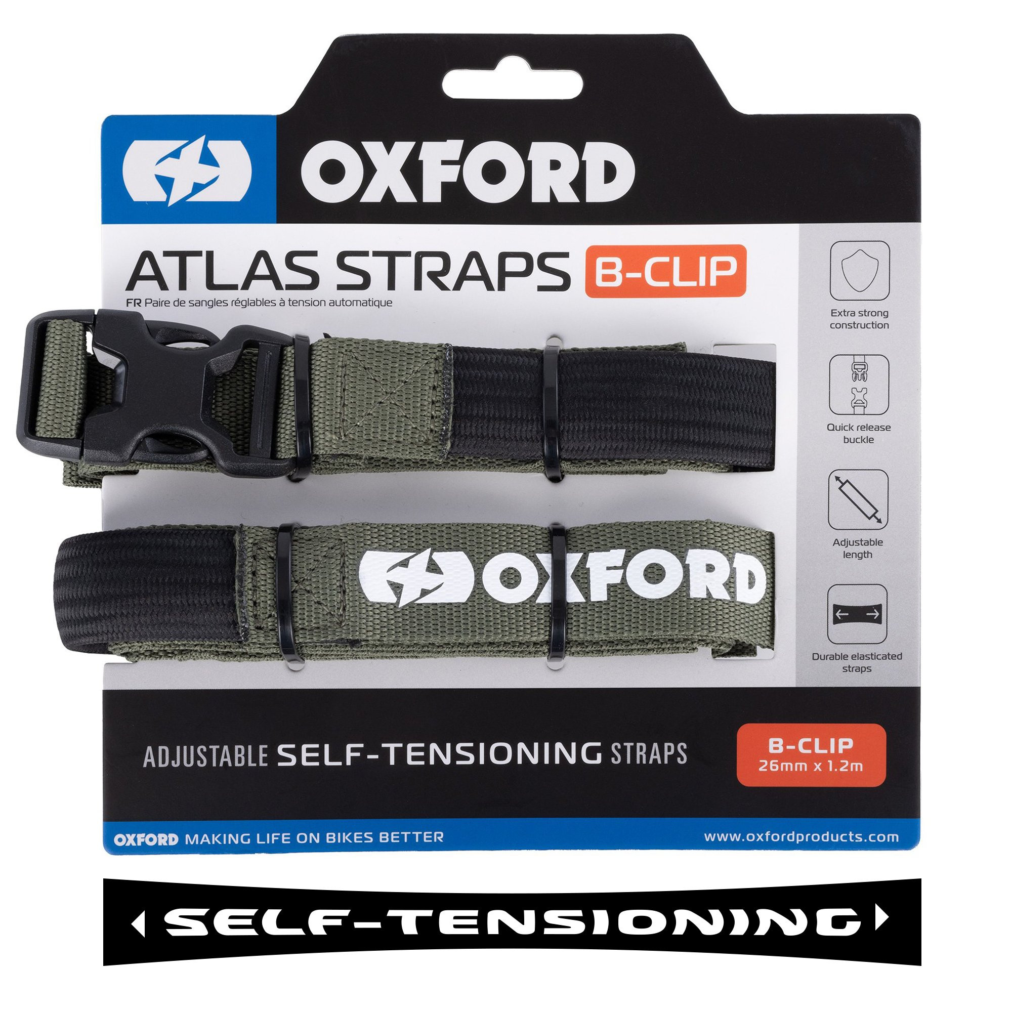 Sangles Atlas B-Clip 26mm x 1,2m Lichen OXFORD (Paire)