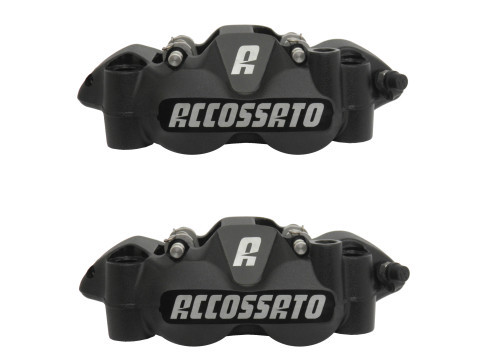Étriers de frein radial avant ACCOSSATO monobloc forgé noir (paire) avec plaquettes céramiques, entraxe 108 mm, pistons alu - vue 2