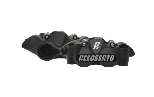 Étriers de frein radial avant ACCOSSATO monobloc forgé noir (paire) avec plaquettes céramiques, entraxe 108 mm, pistons alu - vue 4