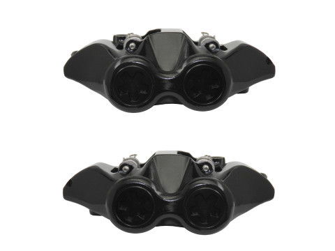 Étriers de frein radial ACCOSSATO monobloc forgé noir avec plaquettes frittées, entraxe 108 mm, pistons alu (paire) - vue 2