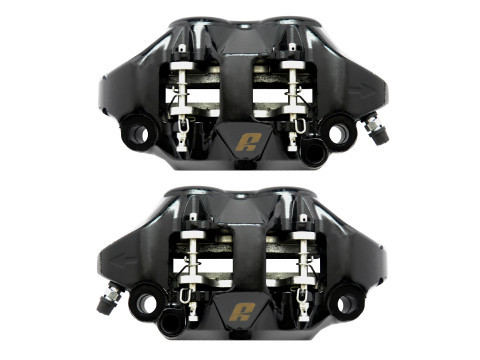 Étriers de frein radial ACCOSSATO monobloc forgé noir avec plaquettes frittées, entraxe 108 mm, pistons alu (paire) - vue 3