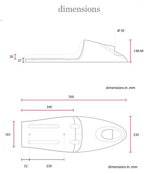 Selle café racer deluxe noire C-RACER - vue 3