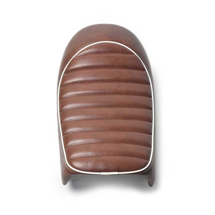 Selle Café Racer marron foncé et détails blanc universelle Brazoline - vue 3