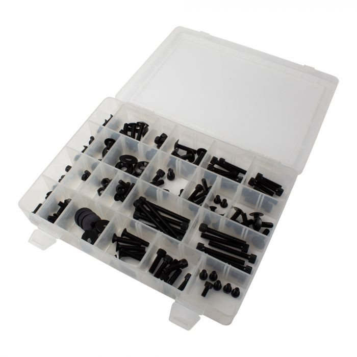 Coffret Kit de Vis et Écrous Universels Noirs BikeTek 150 pièces