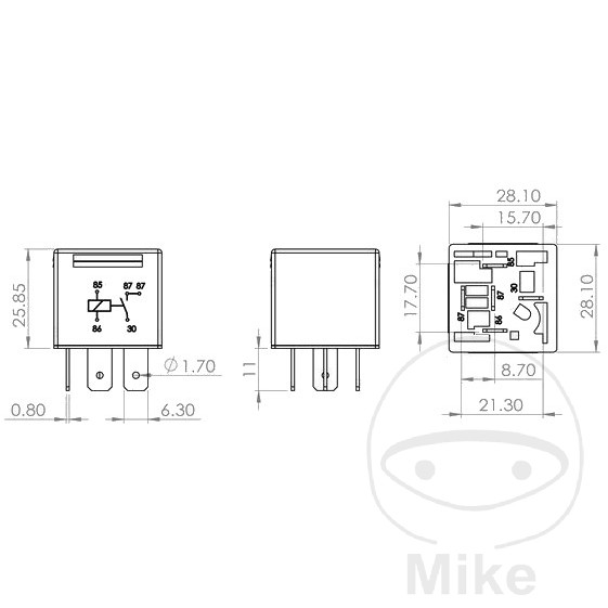 Relais Bosch 12V 30A 5 pôles - vue 3