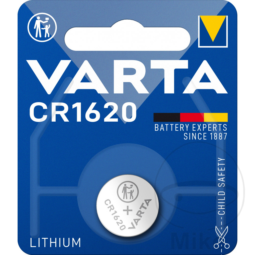 Pile bouton CR1620 Varta lithium blister 1 pile