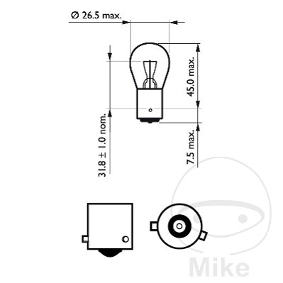Ampoule Philips 12V 21W BAW15S rouge pour feux additionnels - vue 2