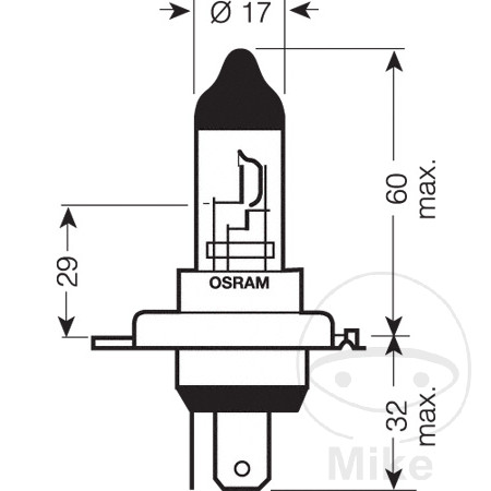 Ampoule H4 24V 75/70W Osram JMP 1590105 - vue 2