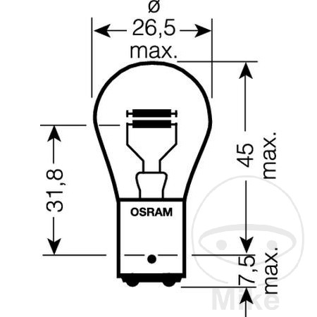 Bulb 12V21/5W BAY15D Osram see 1590373 11/24 - vue 2