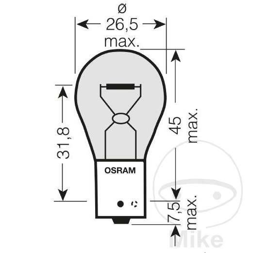 Ampoule 12V 21W BAU15S Osram Ultra Life jaune - vue 2
