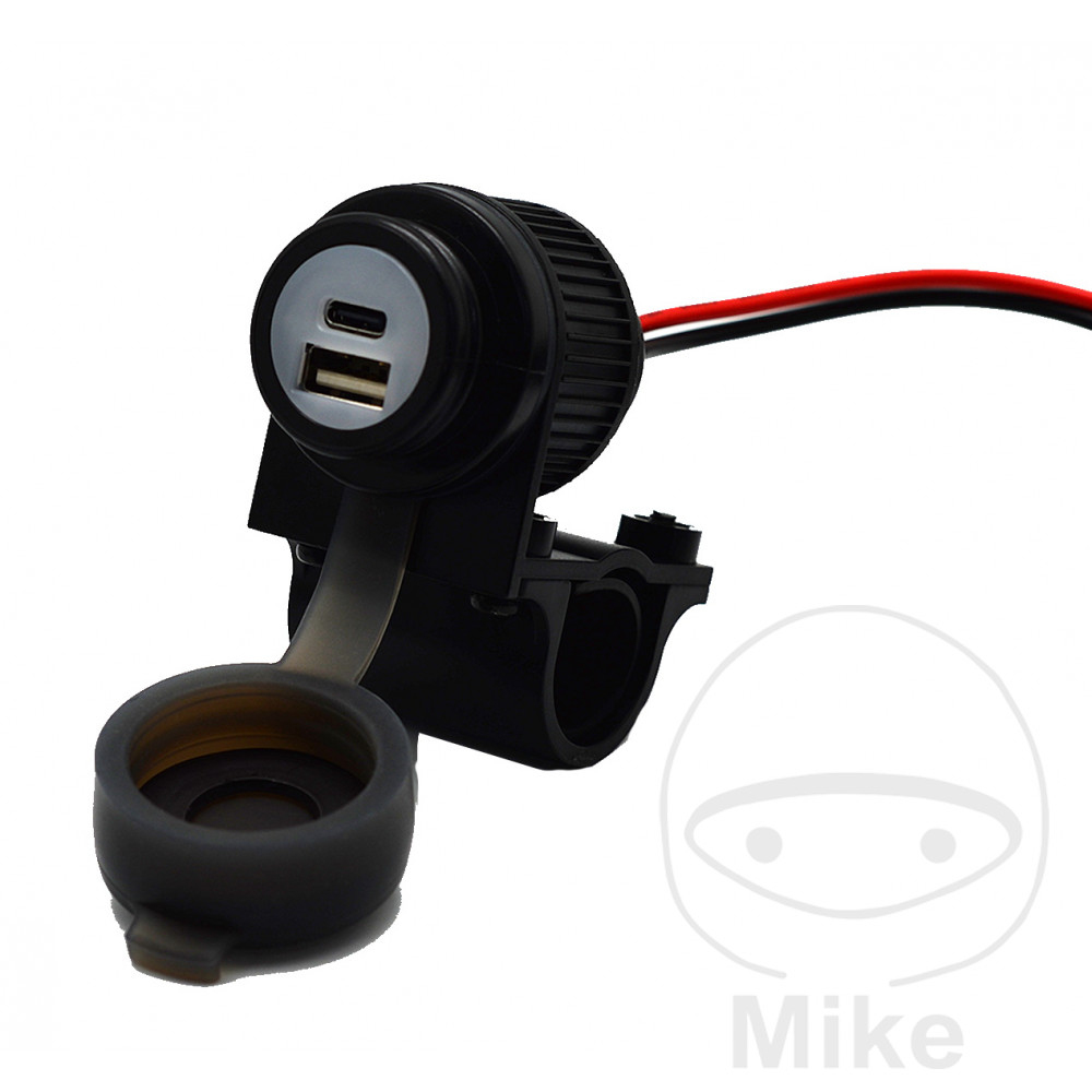 Prise double USB Charge rapide USB A+C 3A Albrecht Auto-Zubehör