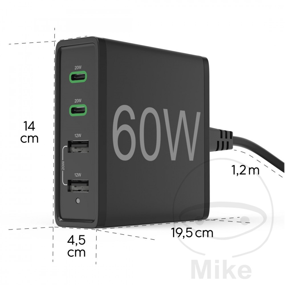 Ladestation 230V-USB-A/C 60W PD QC3 4-Fach - vue 2