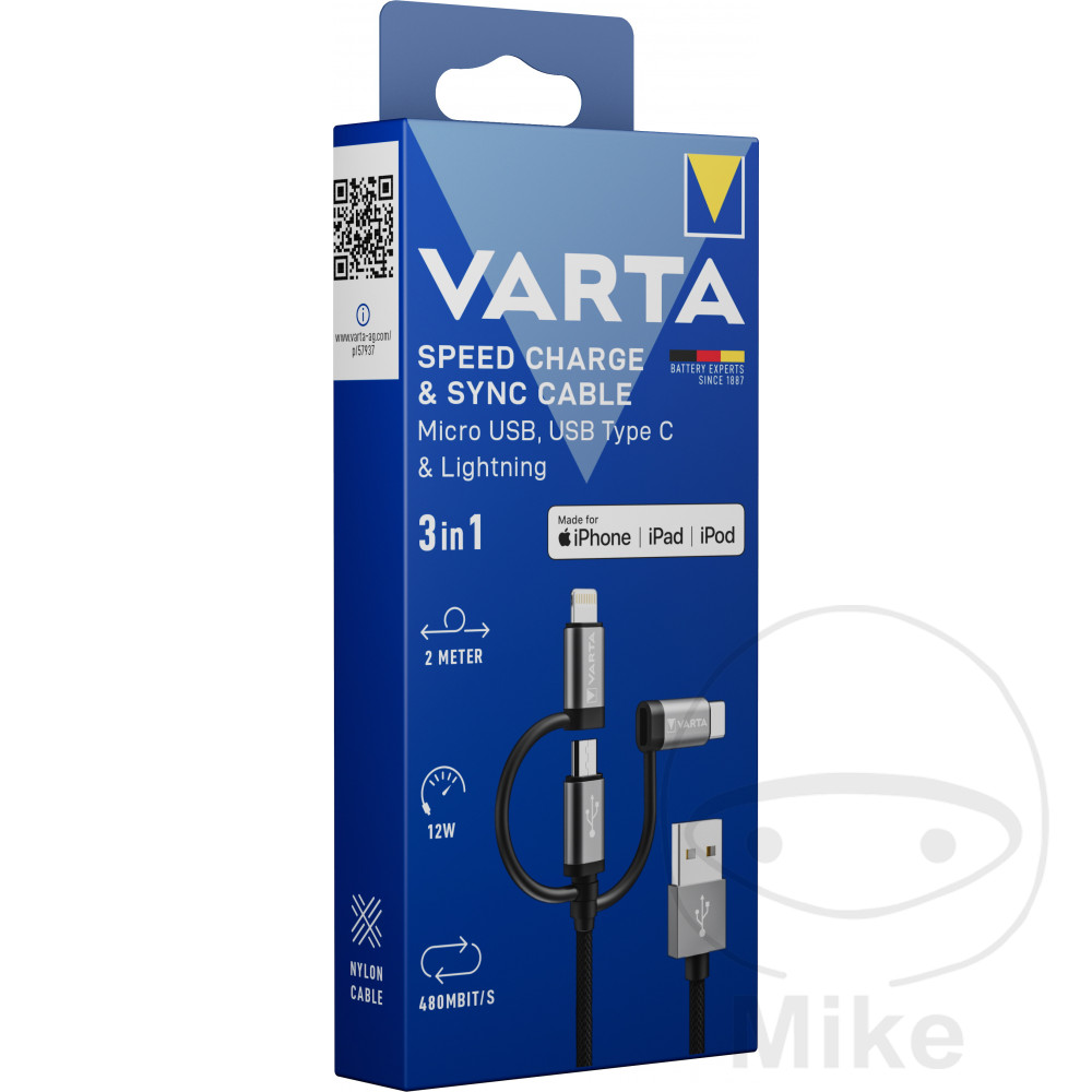 Câble de charge 3 en 1 2 m Varta - vue 4