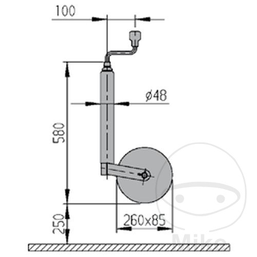 Roue de support AL-KO 48 mm 260x85 hauteur 580 mm - vue 2