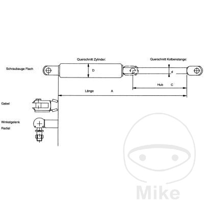 Bierhake Ressort de suspension avant Gasfeder 553MM 750N - vue 2