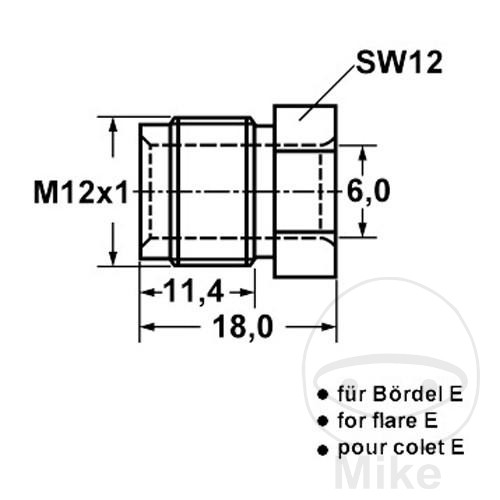 Vis à tête cylindrique M12X1 E Perles 6 mm MQ 4420341 ATE - vue 3