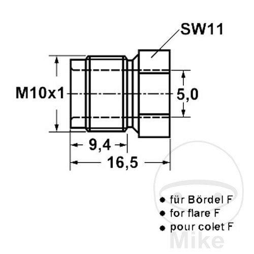 Vis à tête bombée ATE M10 x 1 F évasement 5 mm - vue 2