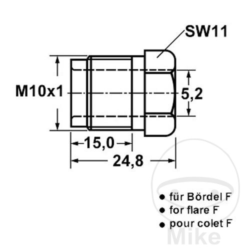 Vis à tête bombée M10 x 1 pour BOERD 5 mm MQ 4420805 ATE - vue 3