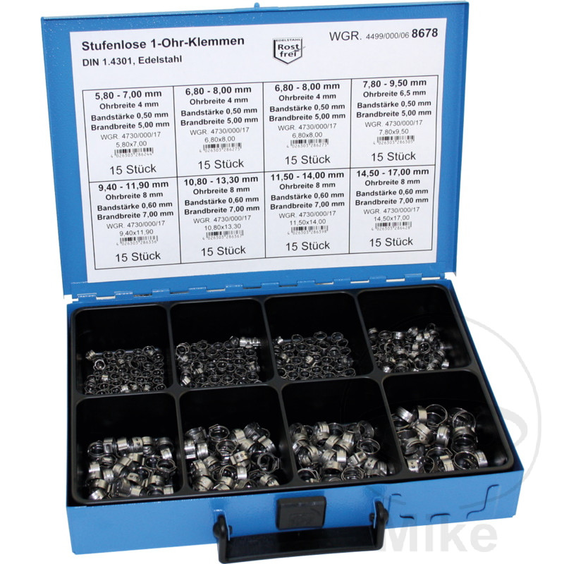 Assortiment de colliers à oreille réglable noir 1OHR DIN1.4301 Dresselhaus